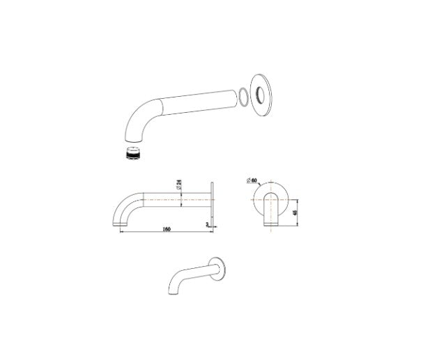 Bella Vista Mica Basin/Bath Spouts 160/220/250mm Chrome