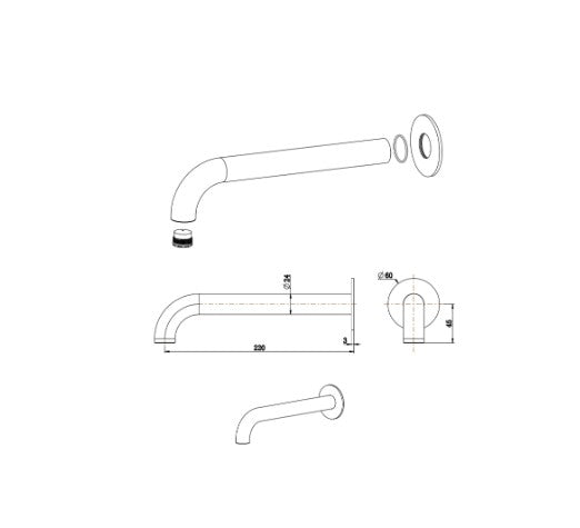 Bella Vista Mica Basin/Bath Spouts 160/220/250mm Black