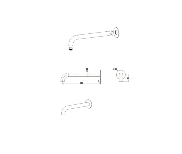 Bella Vista Mica Basin/Bath Spouts 160/220/250mm Brushed Nickel