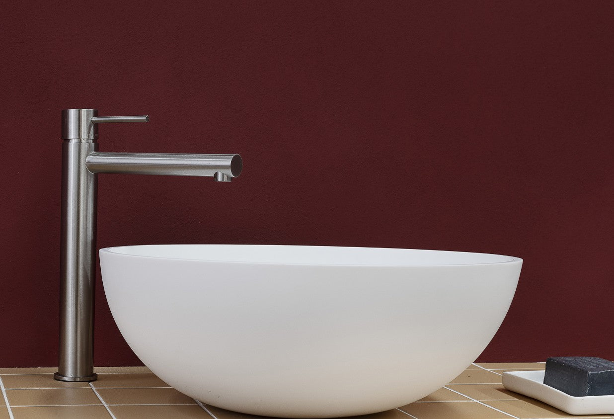 Phoenix Vivid Slimline Vessel Mixer Brushed Nickel - Lead Free