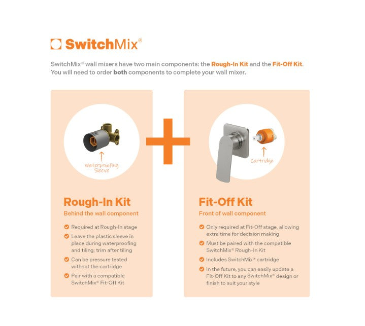 Phoenix Vivid Slimline SwitchMix Shower/Wall Mixer Trim Kit Only Chrome - Lead Free