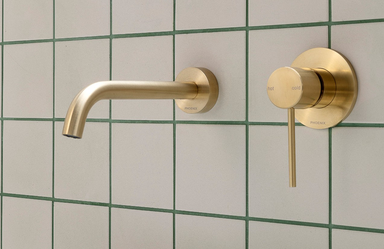 Phoenix Vivid Slimline SwitchMix Shower/Wall Mixer Complete Kit Brushed Gold - Lead Free