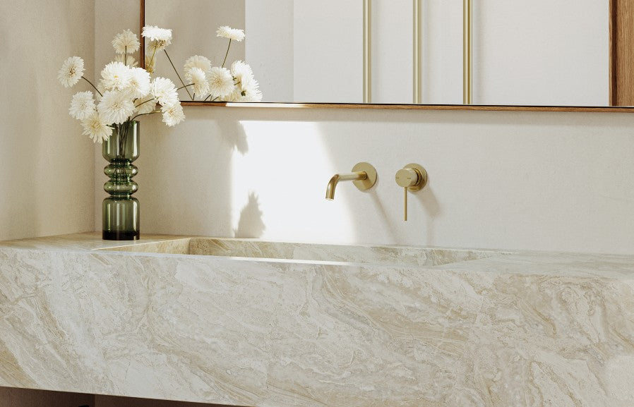 Phoenix Vivid Slimline SwitchMix Wall Basin/Bath Mixer 60mm Trim Kit Only Brushed Gold - Lead Free