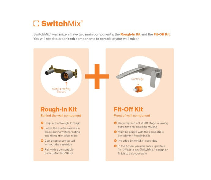 Phoenix SwitchMix Wall Basin/Bath Mixer Set Rough In Kit - Lead Free