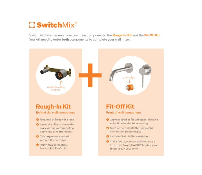 Phoenix Vivid Slimline SwitchMIx Wall Basin/Bath Mixer 60mm Trim Kit Only Chrome - Lead Free