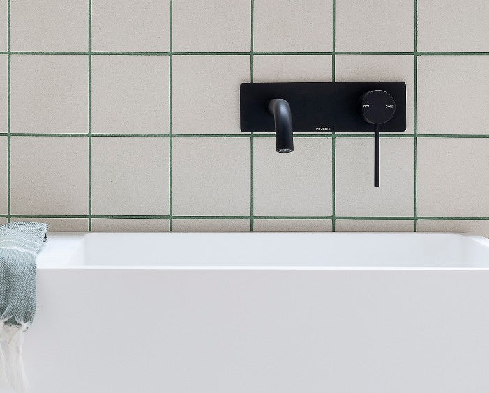 Phoenix Vivid Slimline SwitchMix Wall Basin/Bath Mixer Set 180mm Complete Kit Black