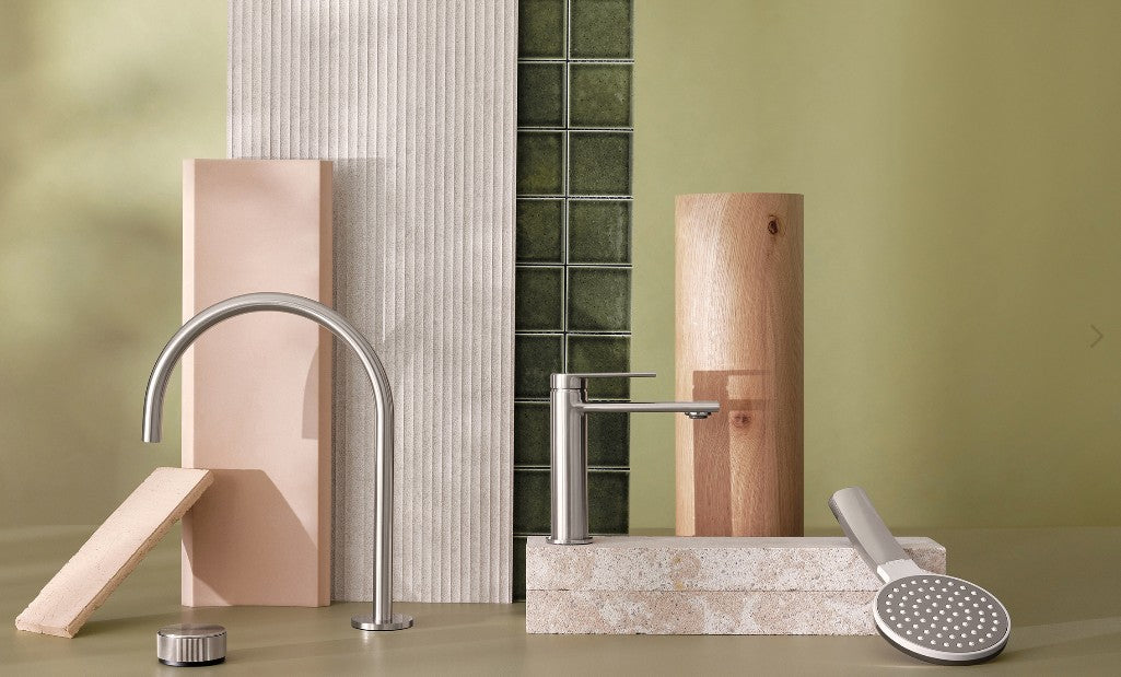 Phoenix Vivid Slimline Hob Sink Mixer Brushed Nickel 220mm - Lead Free