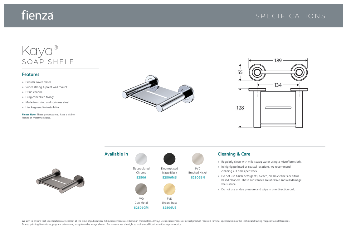 Fienza Kaya Soap Shelf, Gun Metal