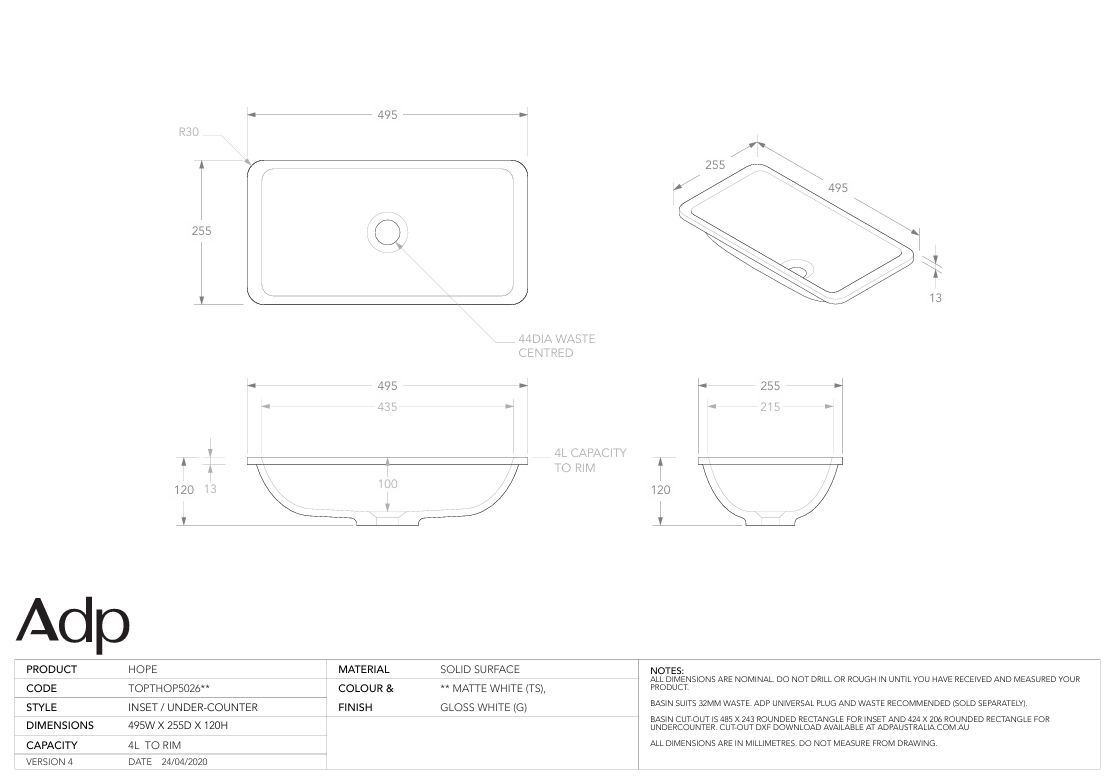 ADP Hope Inset Basin