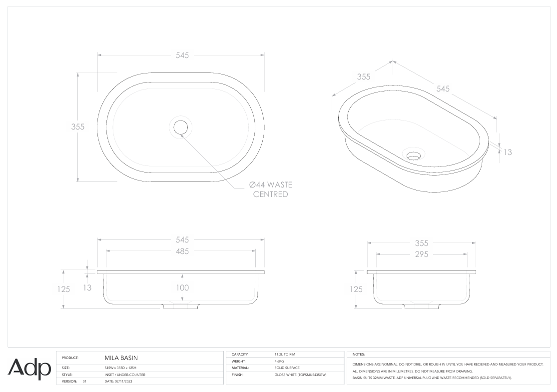 ADP Mila Inset Basin