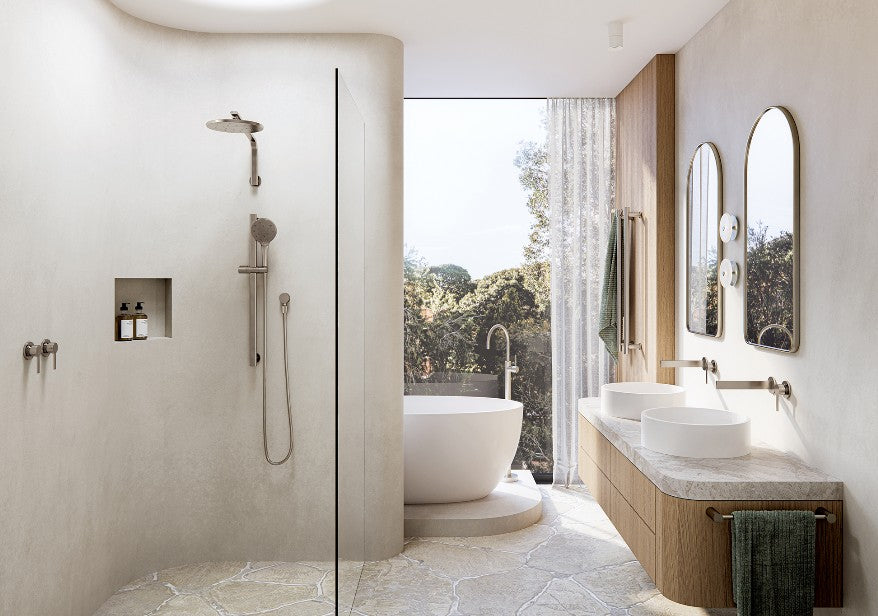 Phoenix Lexi MKII SwitchMix Wall Basin Mixer Set 200mm (Fit-Off Kit Only) Brushed Nickel