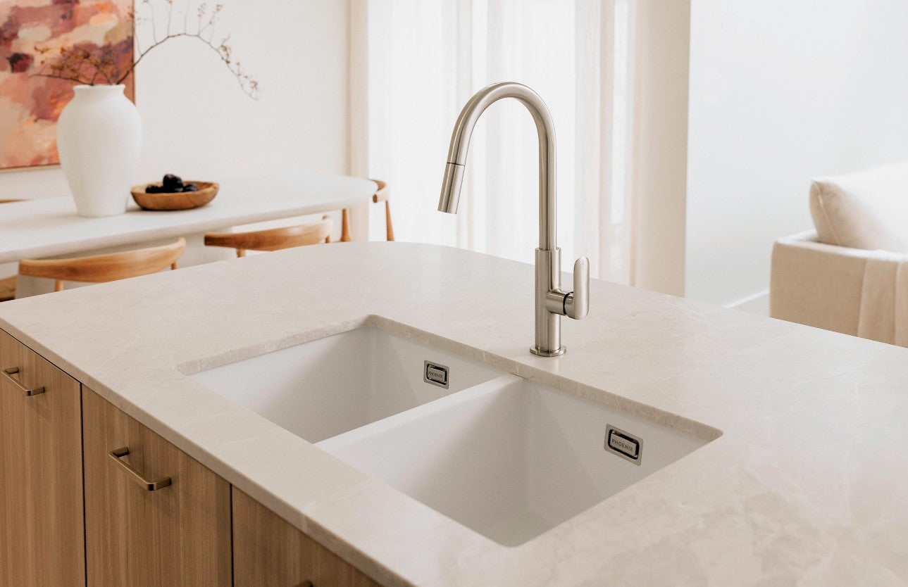 Phoenix Nuage Pull Out Sink Mixer 200mm - Lead Free Brushed Nickel