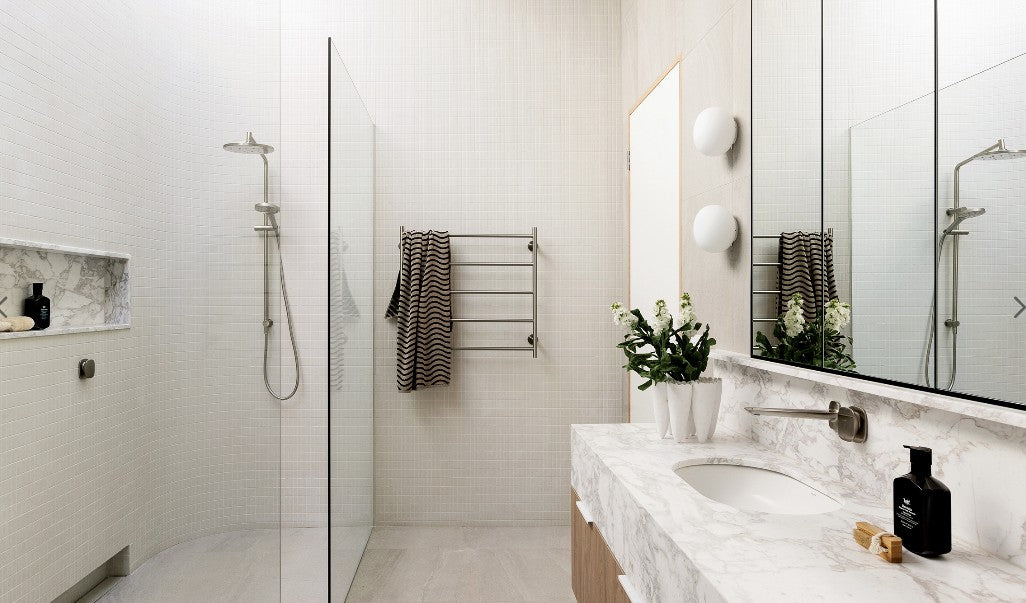 Phoenix Radii Heated Towel Ladder 750mm x 740mm Brushed Nickel
