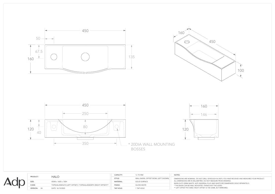 ADP Halo Wall hung Basin