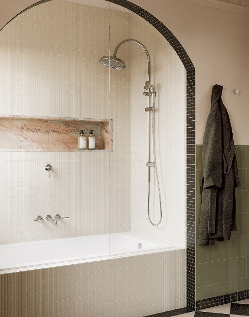 Phoenix Wiltern Wall Basin / Bath Tap Set 190mm Brushed Nickel – Lead Free