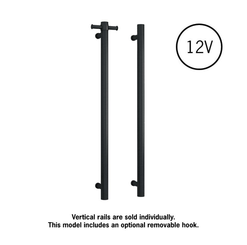 Thermogroup Round Heated Vertical Bar Rail Matte Black