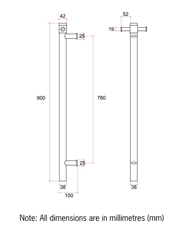 Thermogroup Round Heated Vertical Bar Rail Brushed Gun Metal