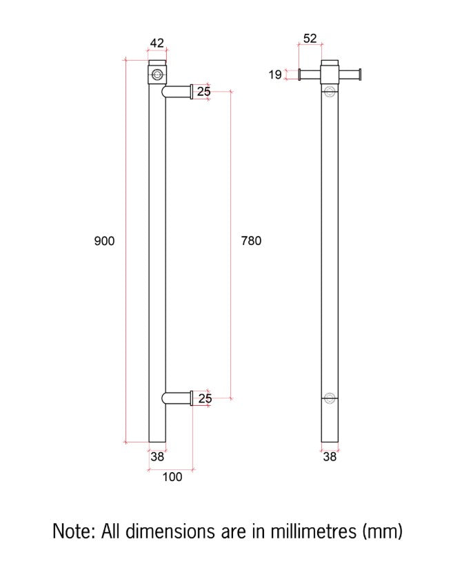 Thermogroup Round Heated Vertical Bar Rail Satin White