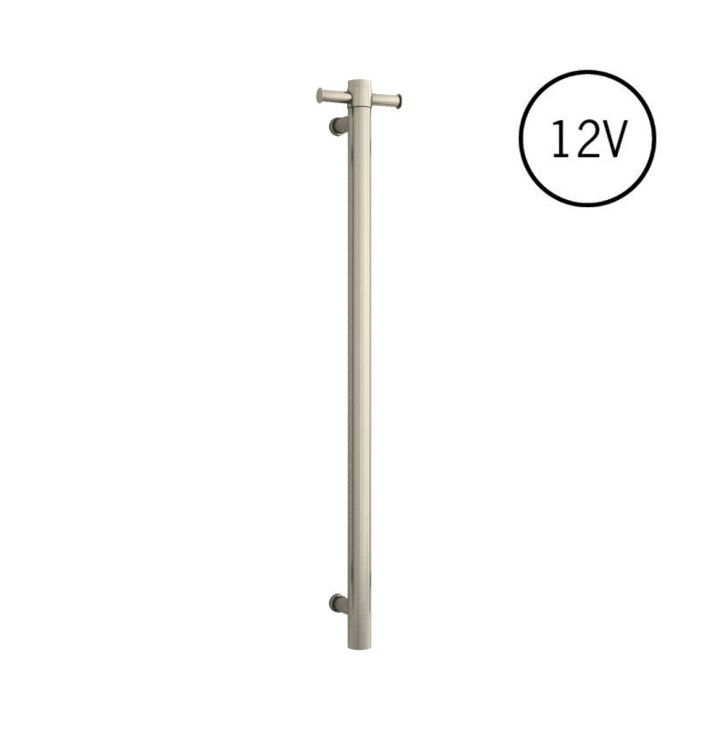 Thermogroup Round Heated Vertical Bar Rail Brushed Nickel