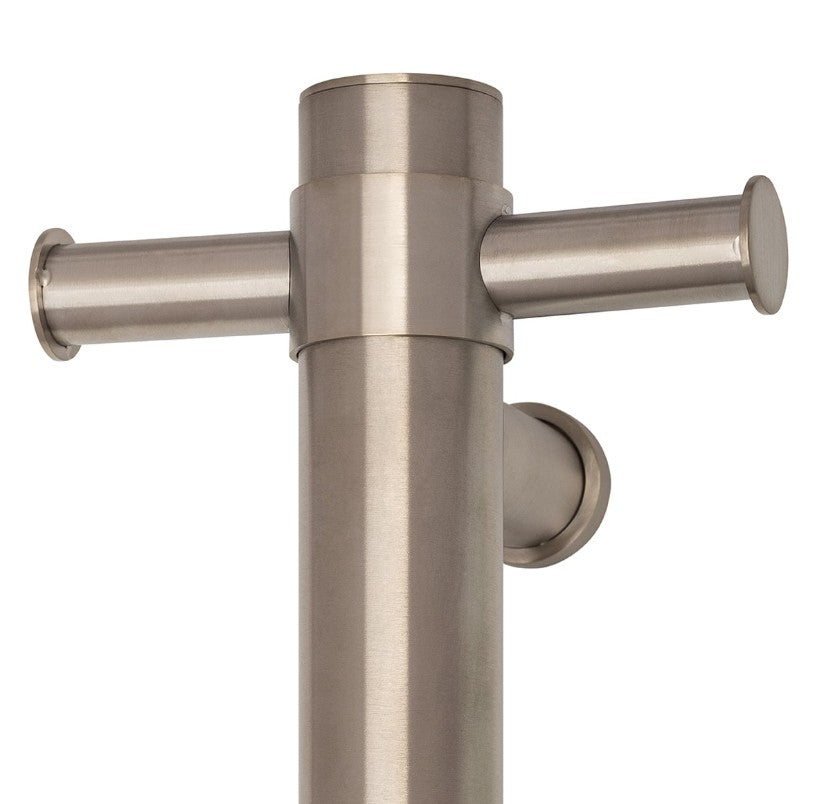 Thermogroup Round Heated Vertical Bar Rail Brushed Nickel