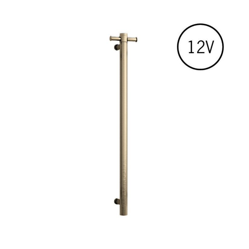 Thermogroup Round Heated Vertical Bar Rail Brushed Brass