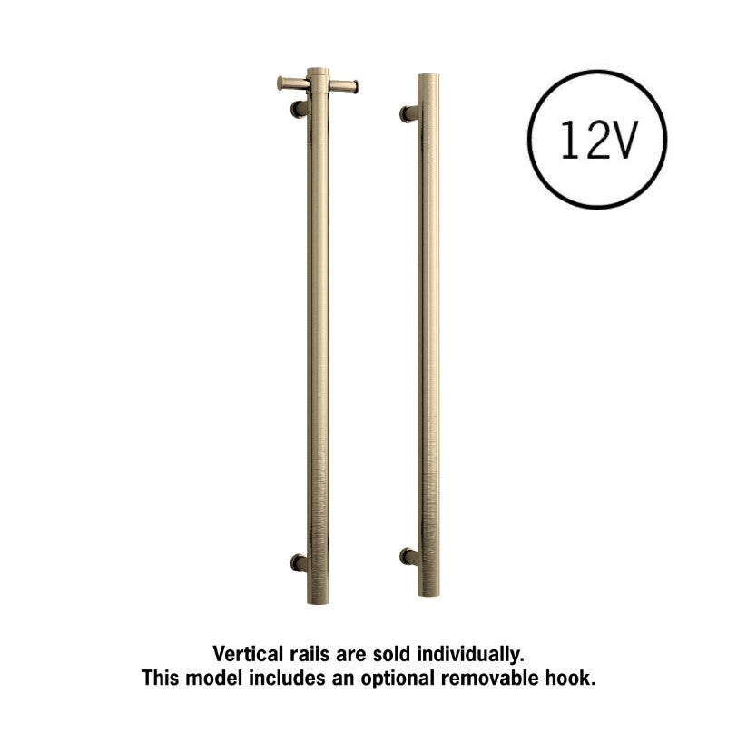 Thermogroup Round Heated Vertical Bar Rail Brushed Brass