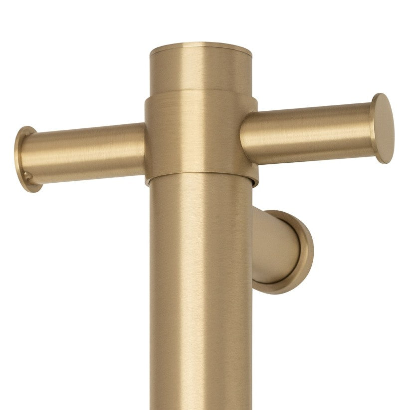 Thermogroup Round Heated Vertical Bar Rail Brushed Brass