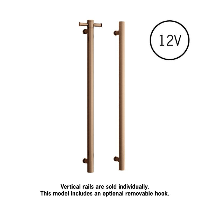 Thermogroup Round Heated Vertical Bar Rail Brushed Bronze