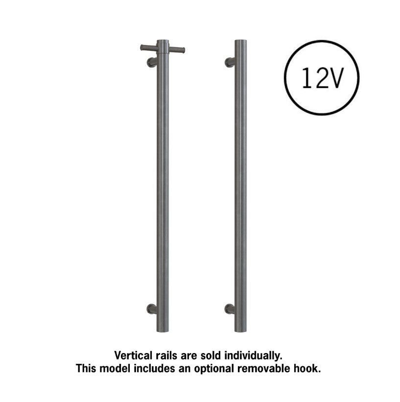 Thermogroup Round Heated Vertical Bar Rail Brushed Gun Metal