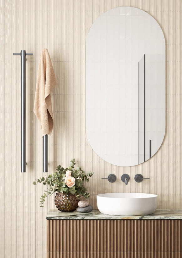 Thermogroup Round Heated Vertical Bar Rail Brushed Gun Metal