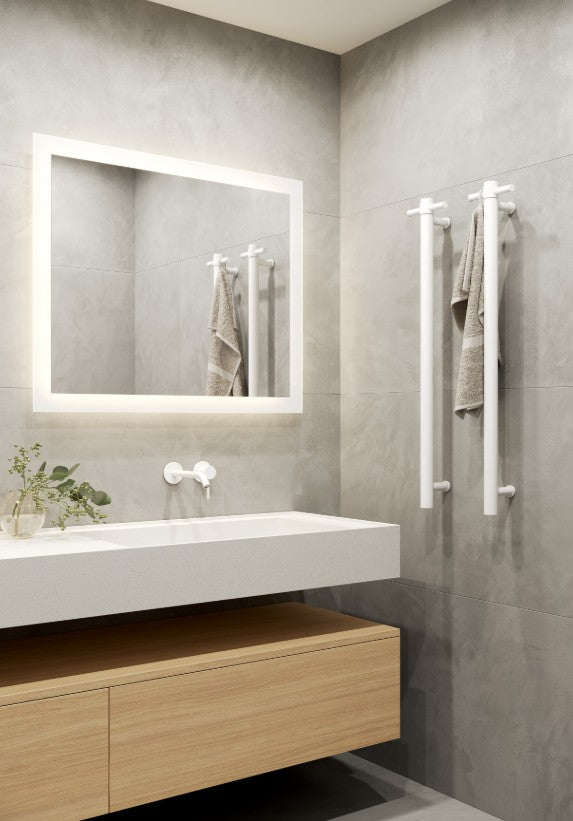 Thermogroup Round Heated Vertical Bar Rail Matte White