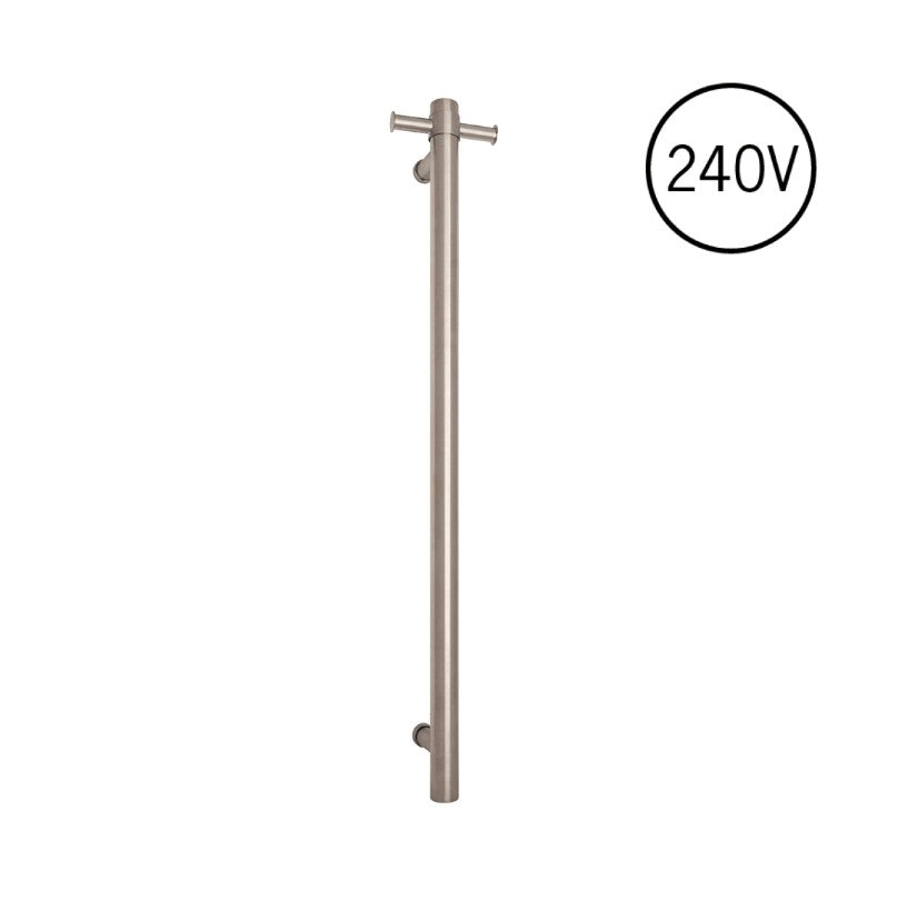 Thermogroup Round Heated Vertical Bar Rail 240V Brushed Stainless