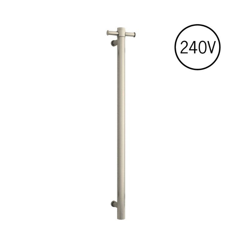 Thermogroup Round Heated Vertical Bar Rail 240V Brushed Nickel