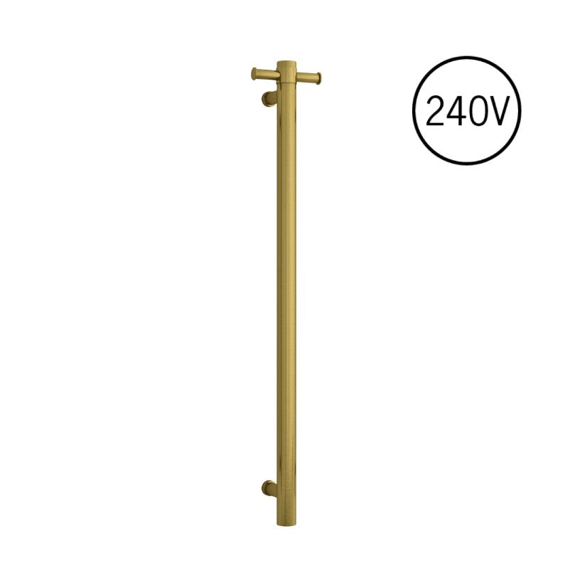 Thermogroup Round Heated Vertical Bar Rail 240V Brushed Gold