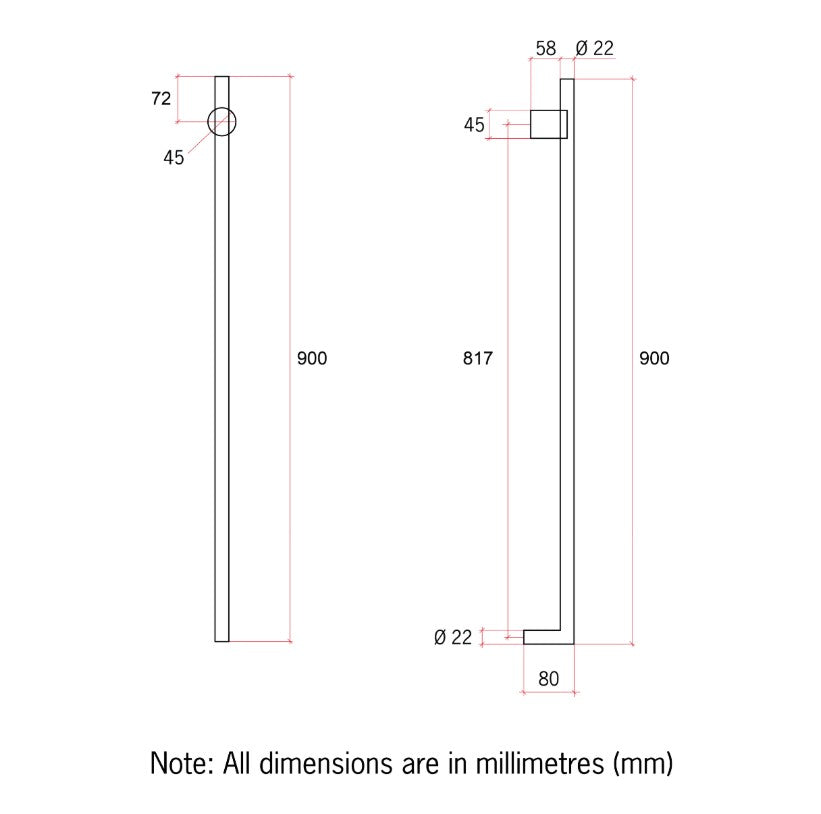 Thermogroup Round Heated Vertical Bar Rail 240V Brushed Brass