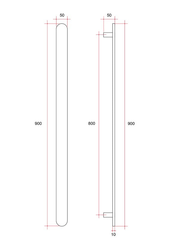 Thermogroup Flat Pill Heated Vertical Bar Rail 12V Brushed Nickel