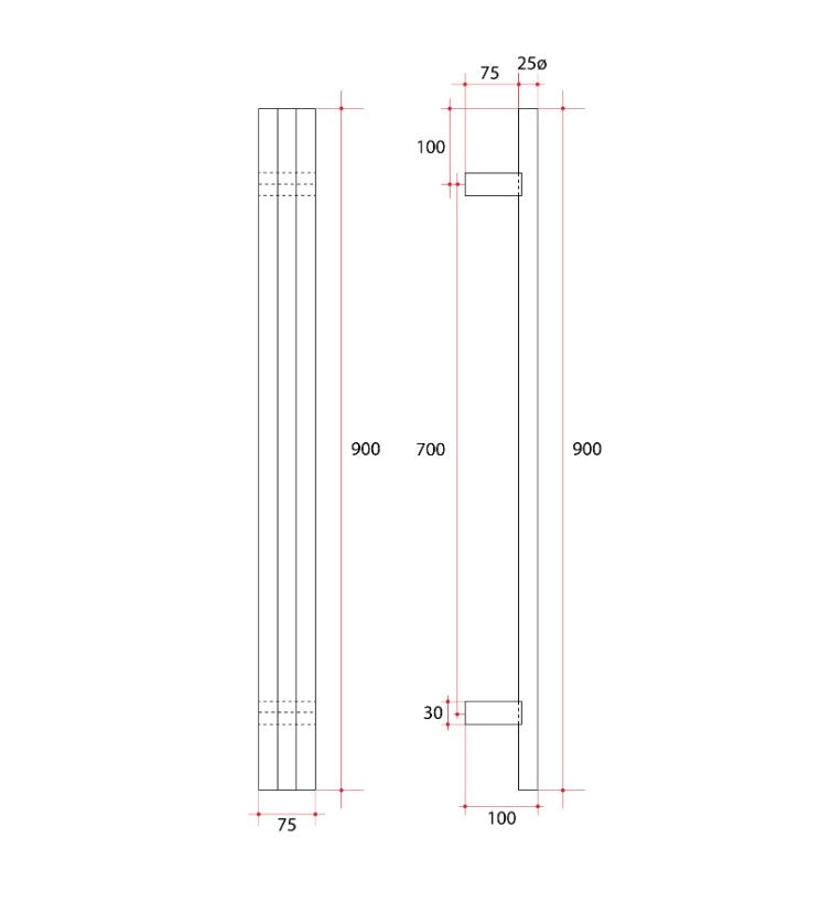 Thermogroup Triple Tube Heated Vertical Towel Rail 12V Matte Black