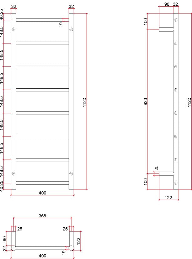 Thermogroup Round Heated Ladder Rail 240V Polished Stainless