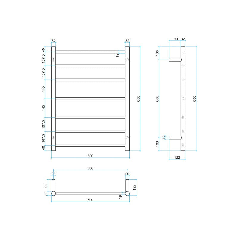 Thermogroup Round Heated Ladder Rail 240V Polished Stainless
