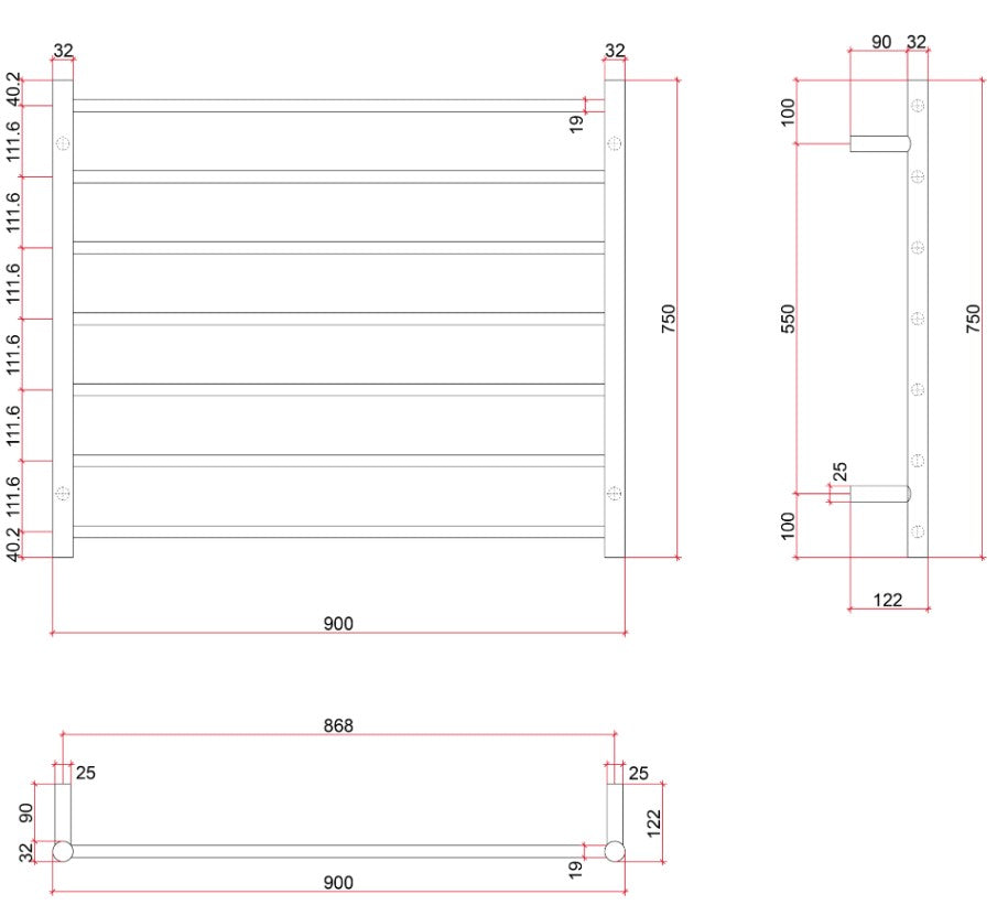 Thermogroup Round Heated Ladder Rail 240V Polished Stainless