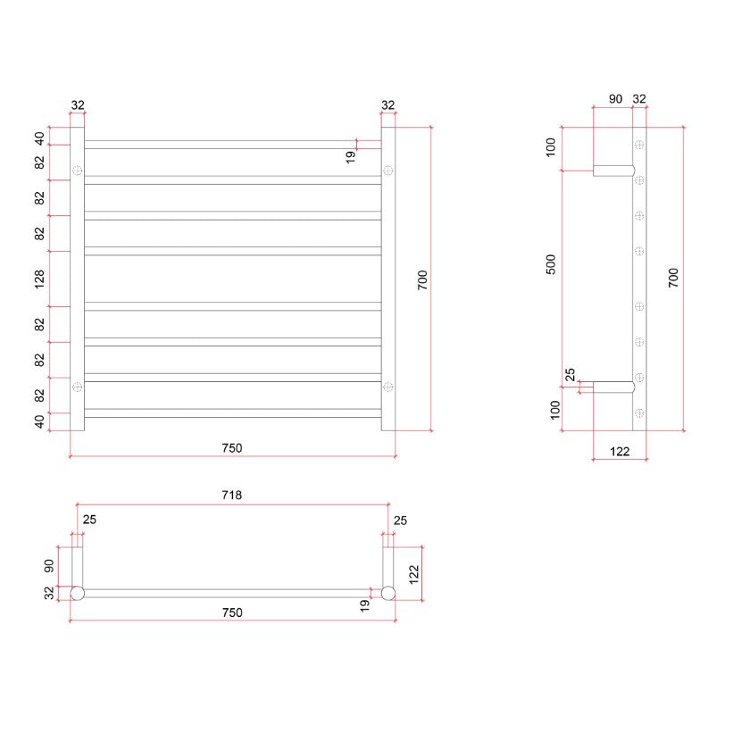 Thermogroup Round Heated Ladder Rail 240V Brushed Brass