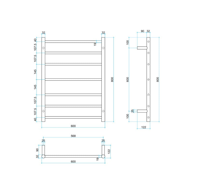 Thermogroup Round Heated Towel Rail 240V Matte Black