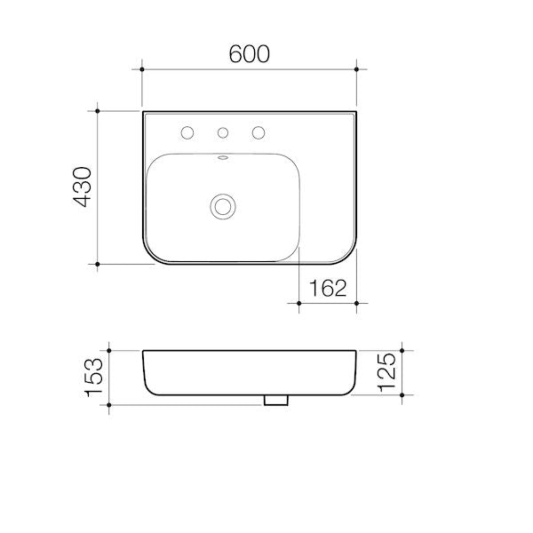 Tribute Rectangle 600 Right Hand Shelf WB 1TH OF