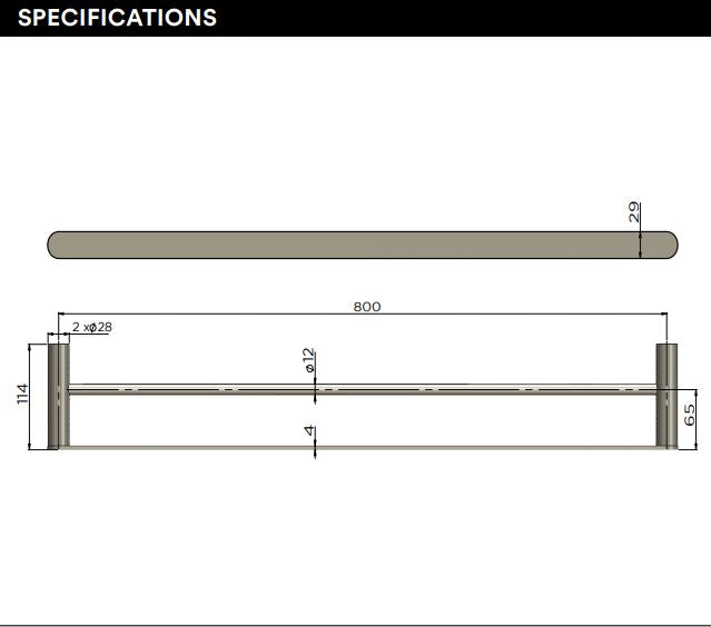 Meir Curvae Double Towel Rail 800mm Chrome