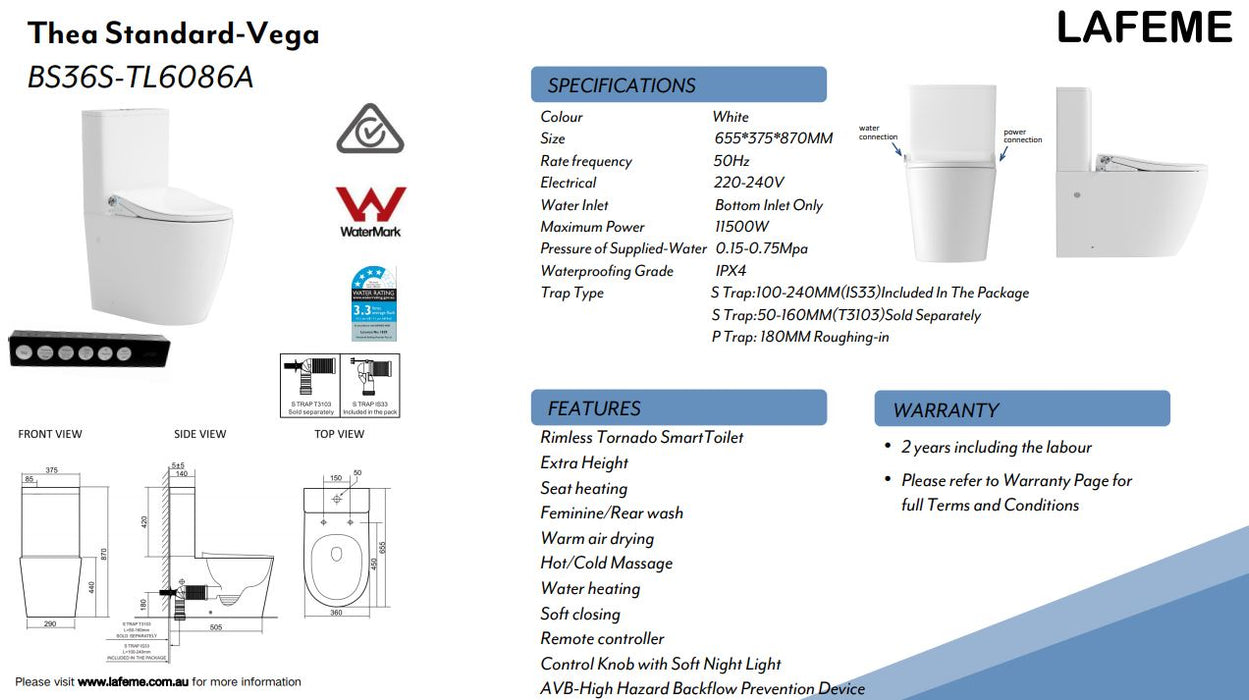 Lafeme Thea Standard Vega Bidet Suite