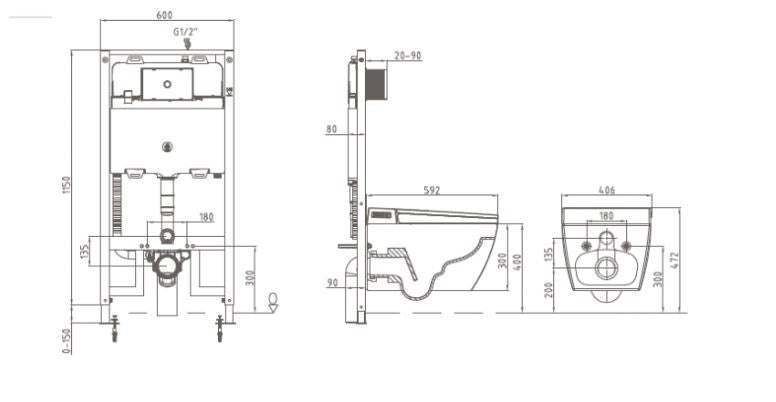 Lafeme Sesto Wall Hung Intelligent Toilet