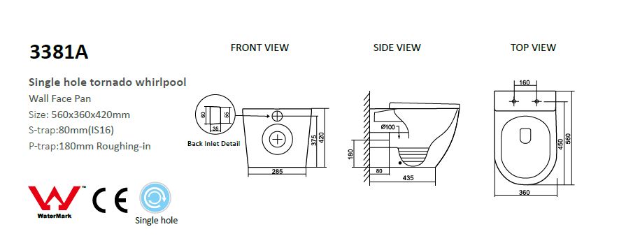 Mimi T4 Rimless Wall Faced Pan, Geberit Cistern & Button Package BLACK