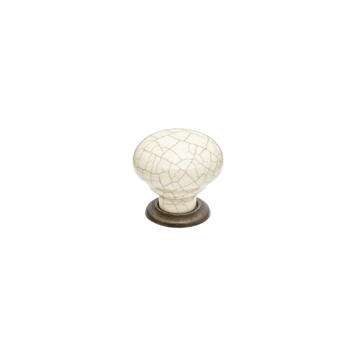 Momo Trianon Round Knob 35mm in Cream Crackle & Antique Brass