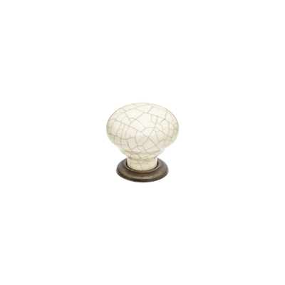 Momo Trianon Round Knob 35mm in Cream Crackle & Antique Brass