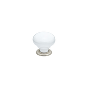 Momo Trianon Round Knob 35mm in White & Brushed Nickel